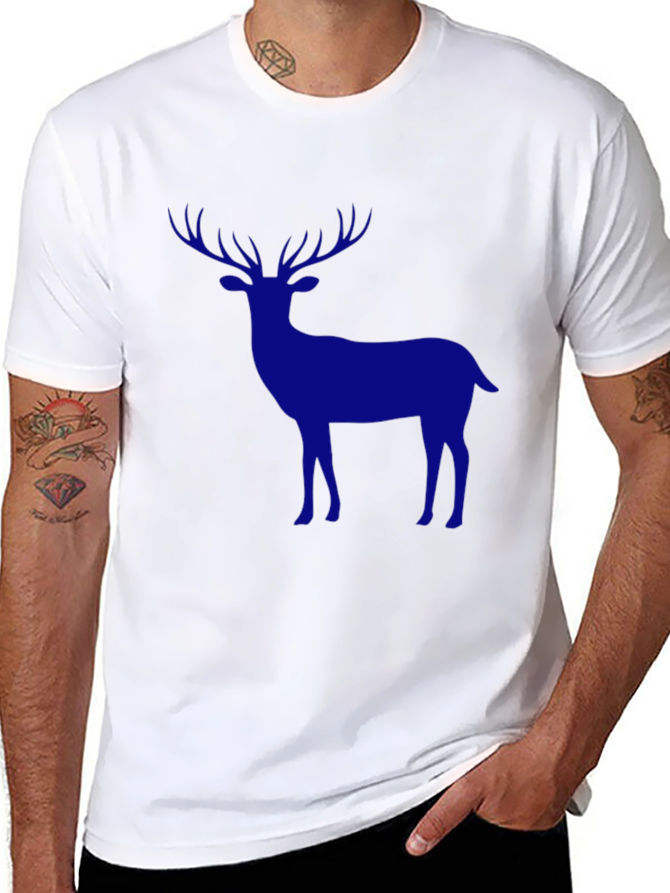 Mens Black Deer Graphic Tee - Classic Fit