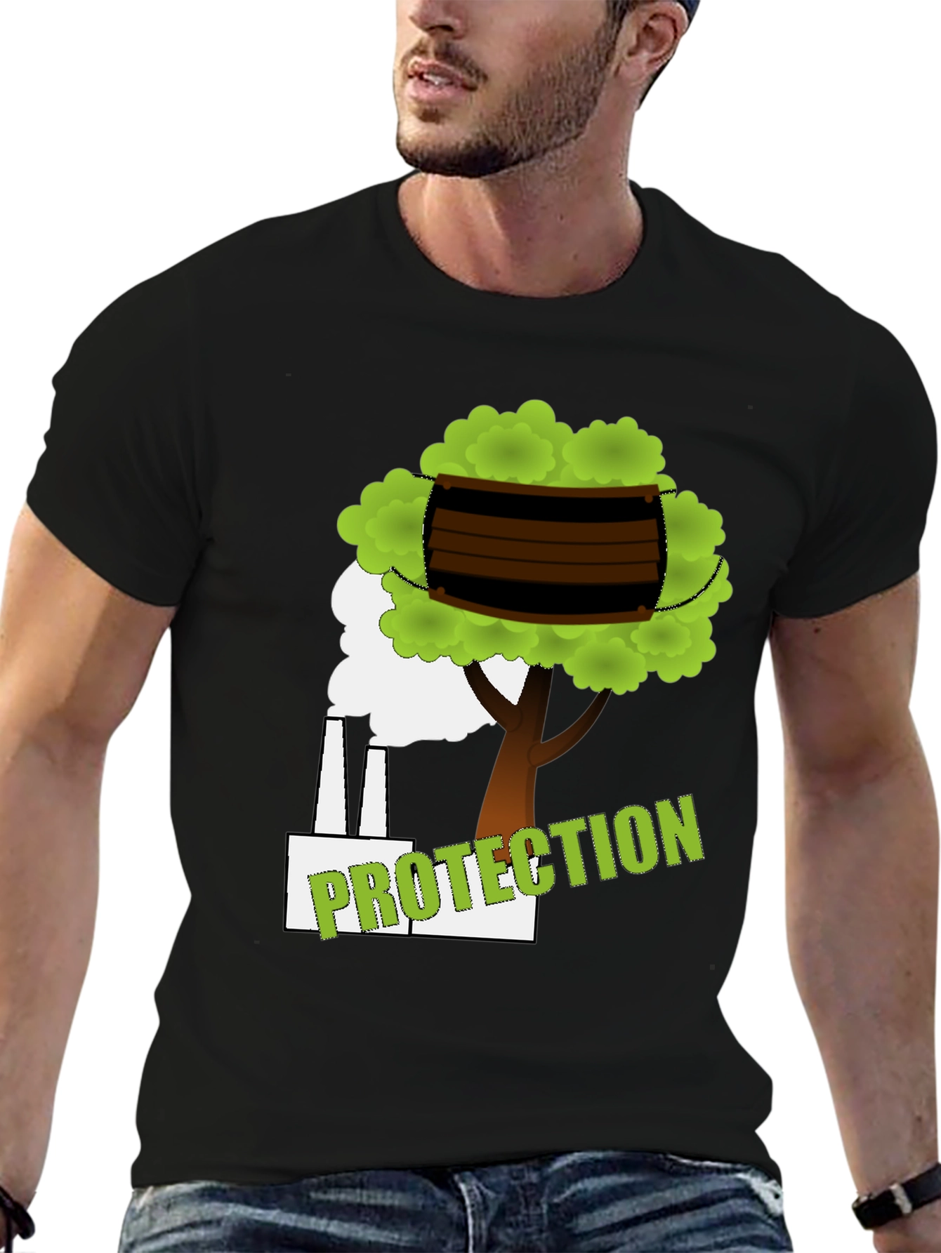 Eco Protection Graphic Tee - Black Cotton T-Shirt