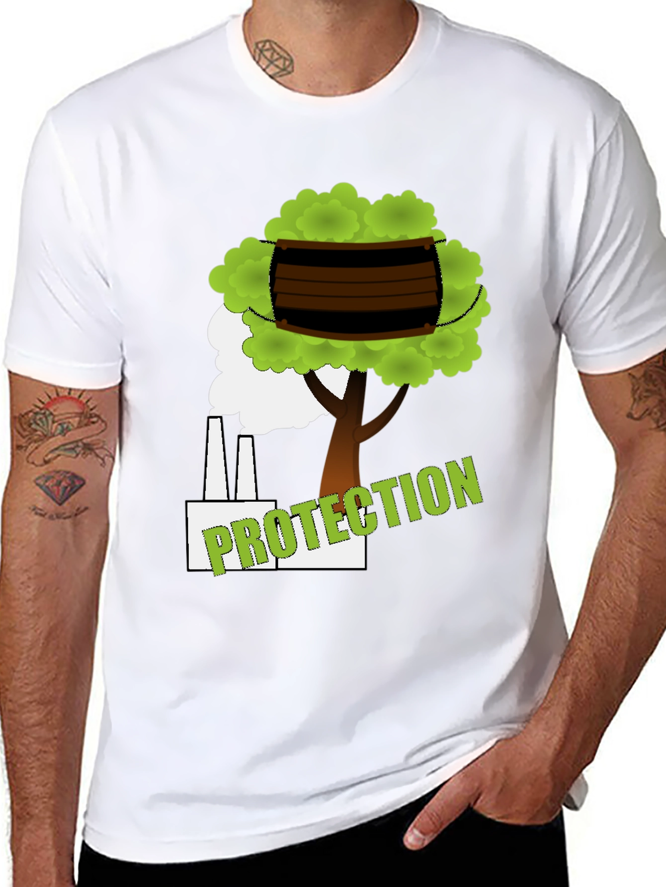 Eco Protection Graphic Tee - Black Cotton T-Shirt