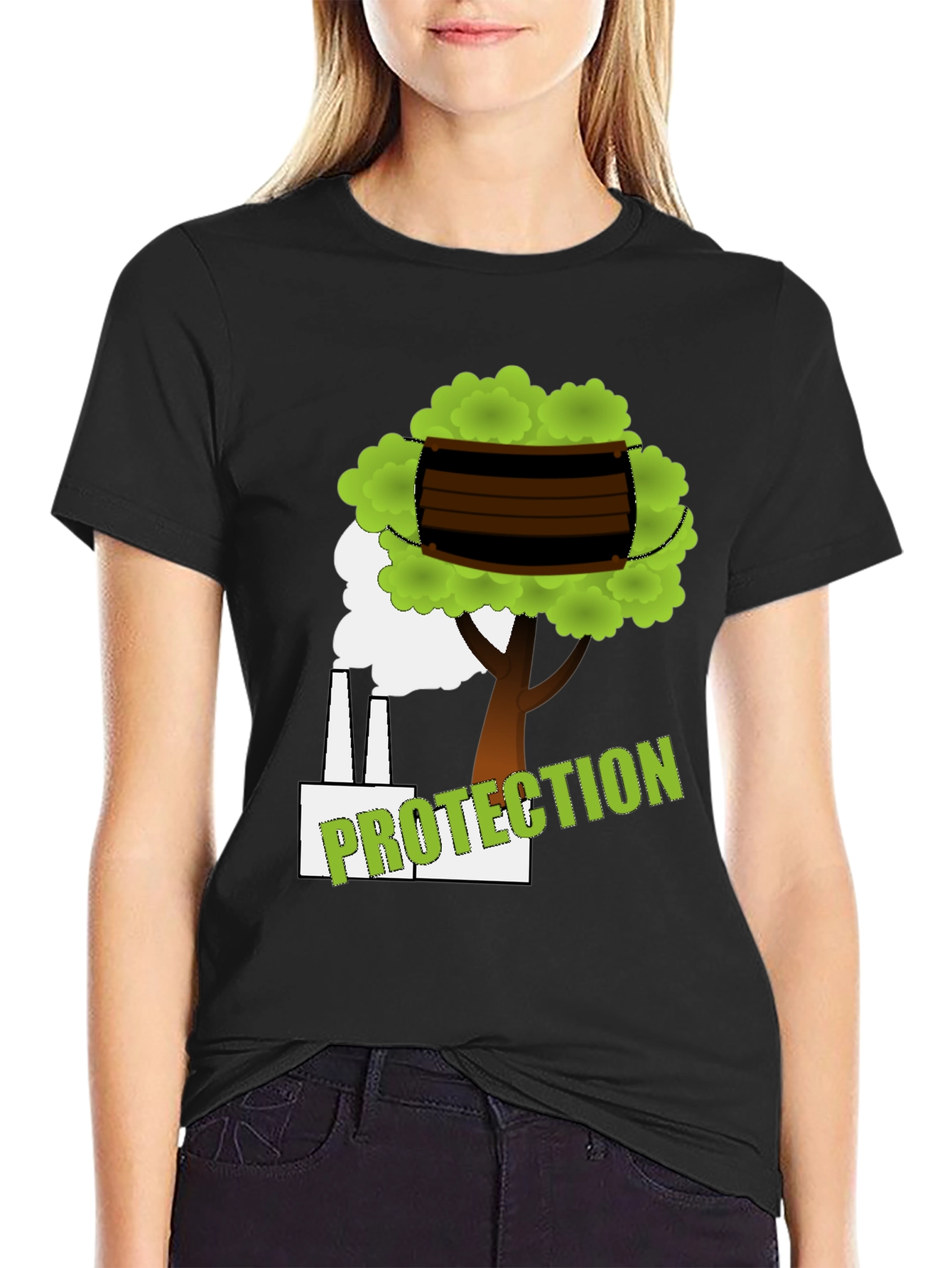 Eco Protection Graphic Tee - Black Cotton T-Shirt
