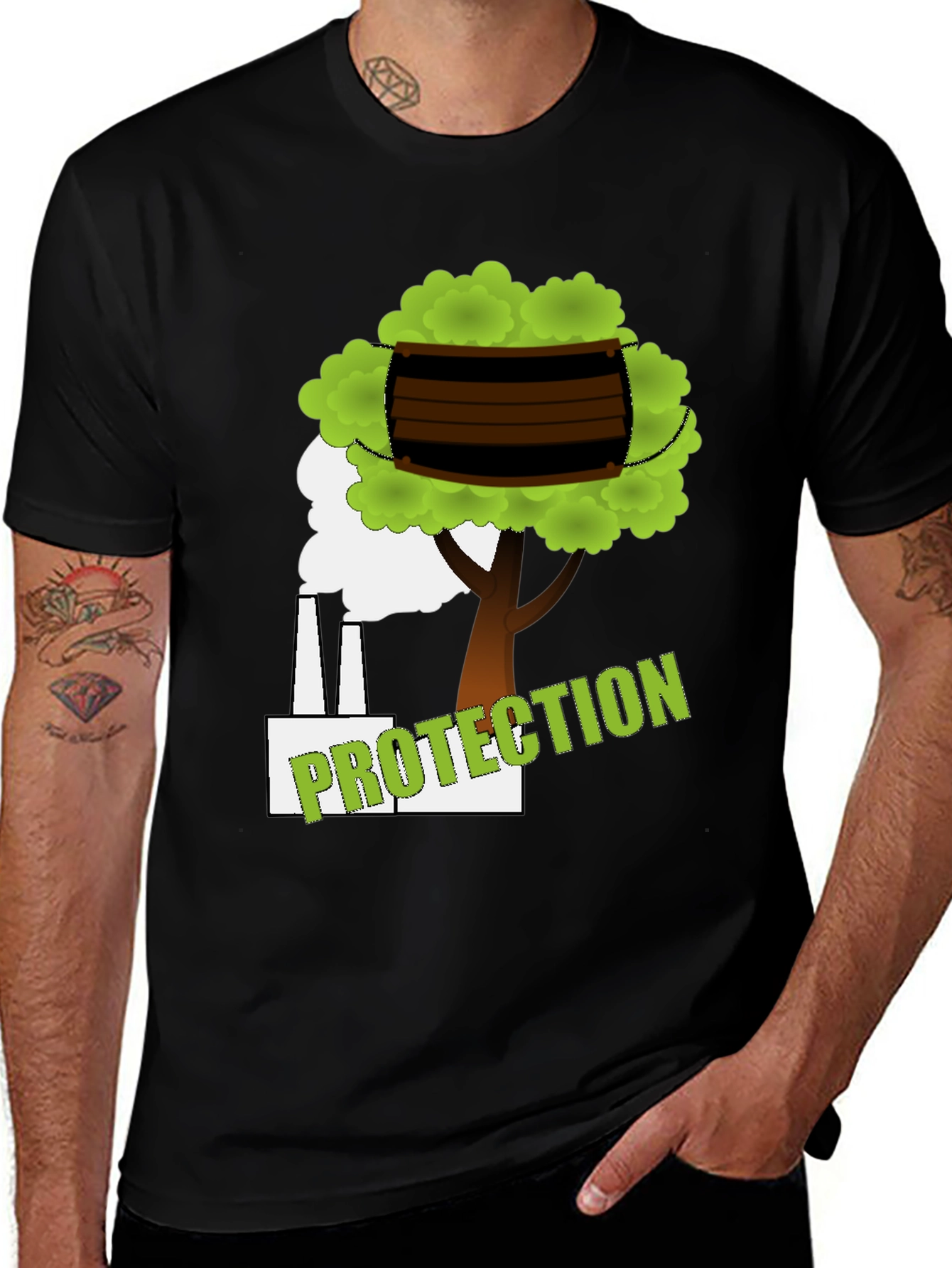 Eco Protection Graphic Tee - Black Cotton T-Shirt