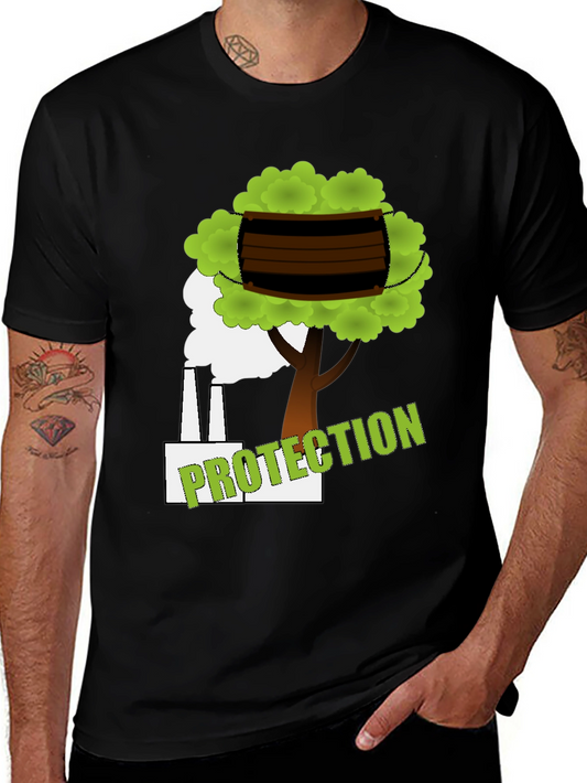 Eco Protection Graphic Tee - Black Cotton T-Shirt