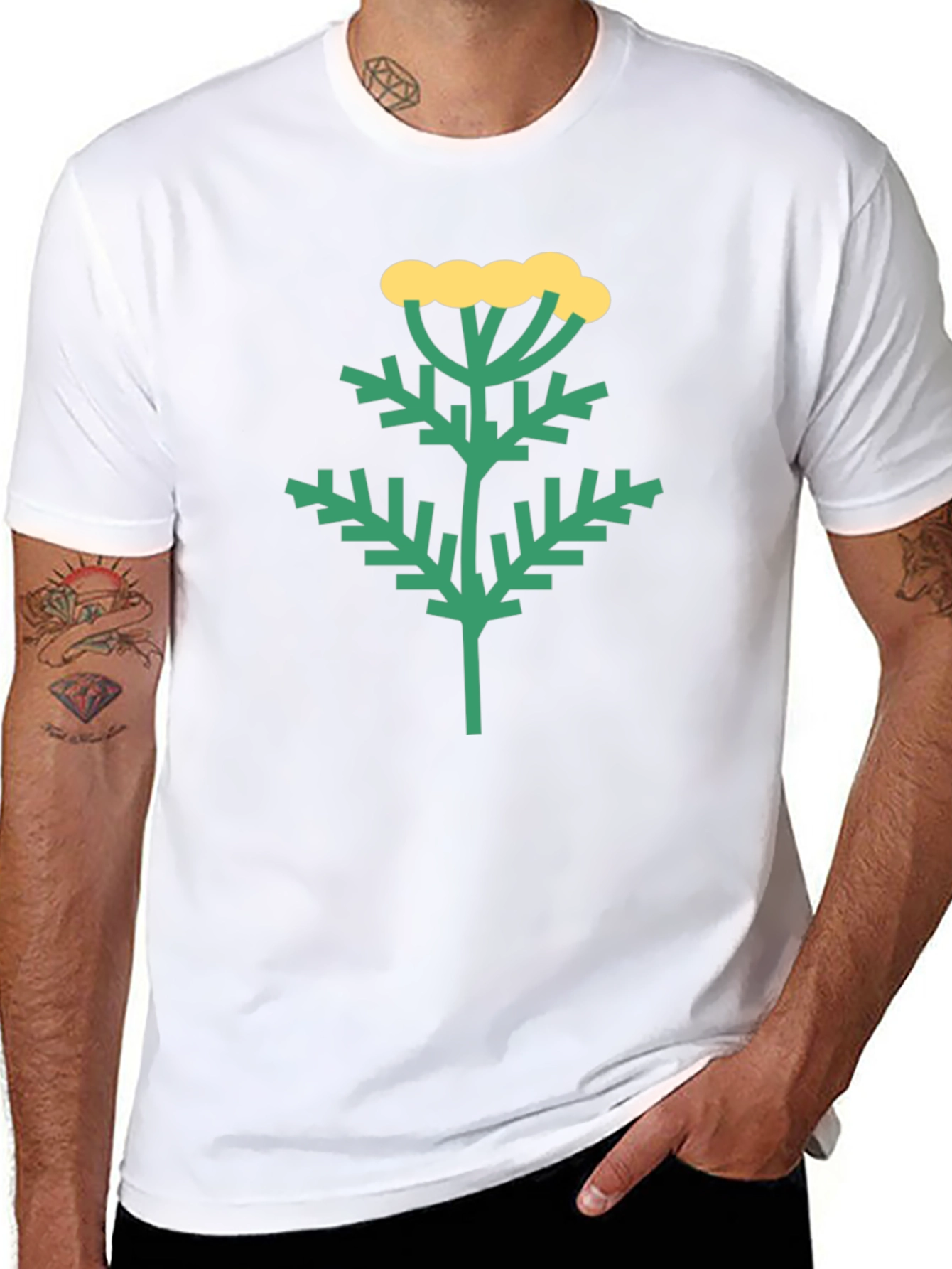 Botanical Print Black T-Shirt