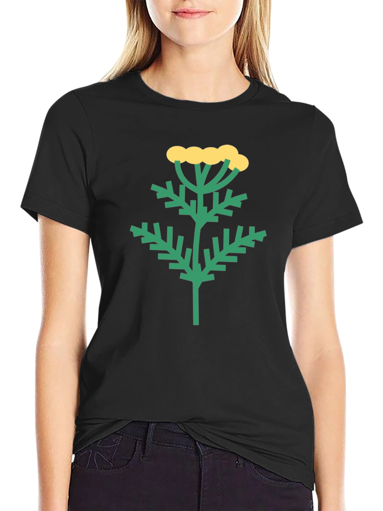 Botanical Print Black T-Shirt