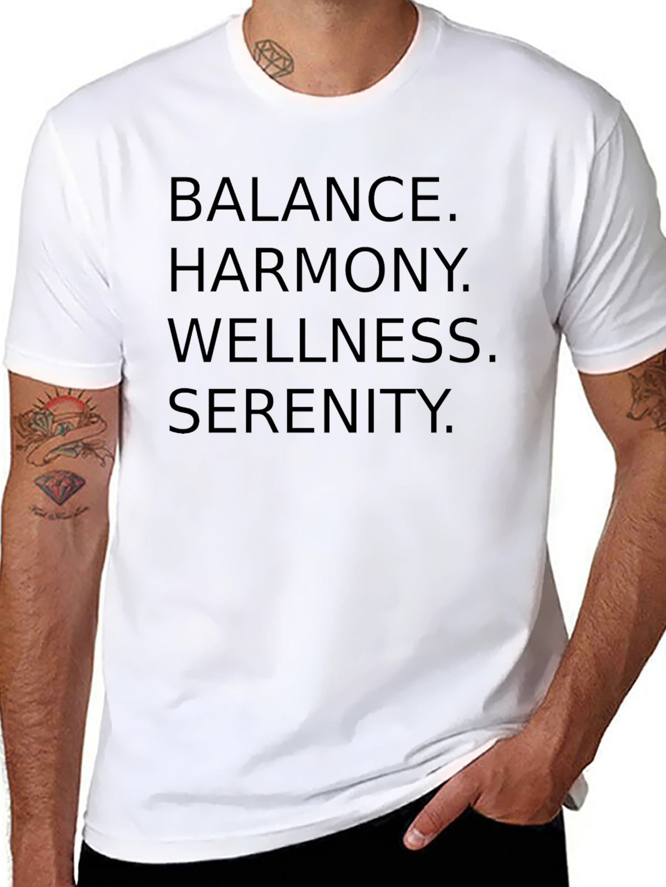 Balance Harmony Wellness Serenity Black T-Shirt