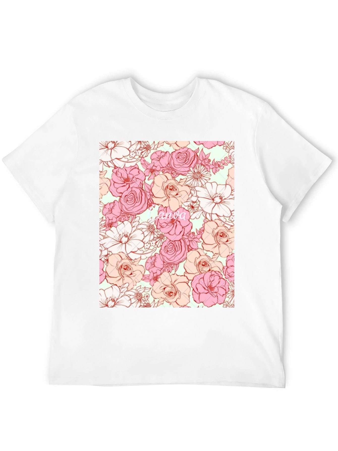 Floral Print T-Shirt - Black Casual Tee