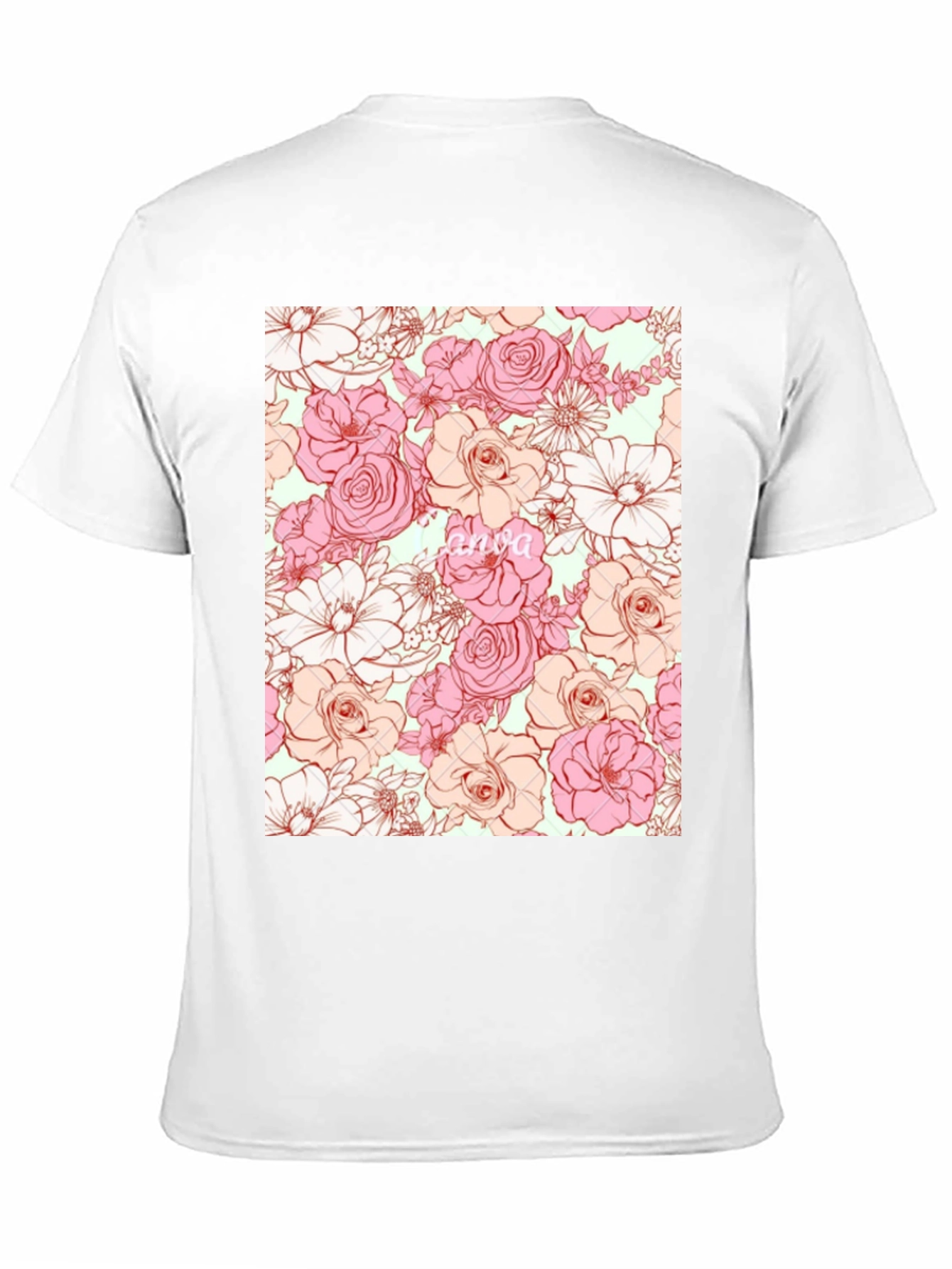 Floral Print T-Shirt - Black Casual Tee
