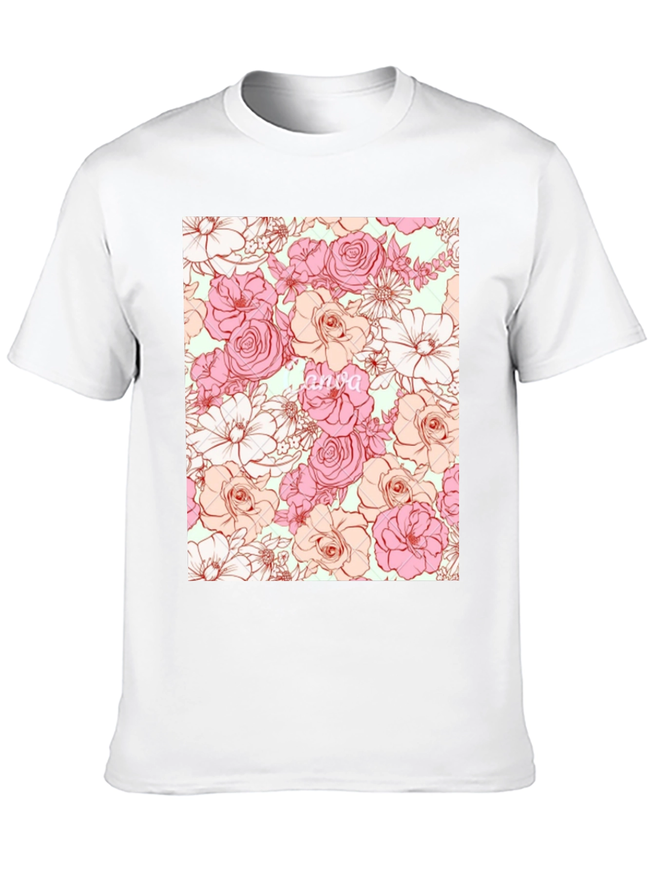 Floral Print T-Shirt - Black Casual Tee