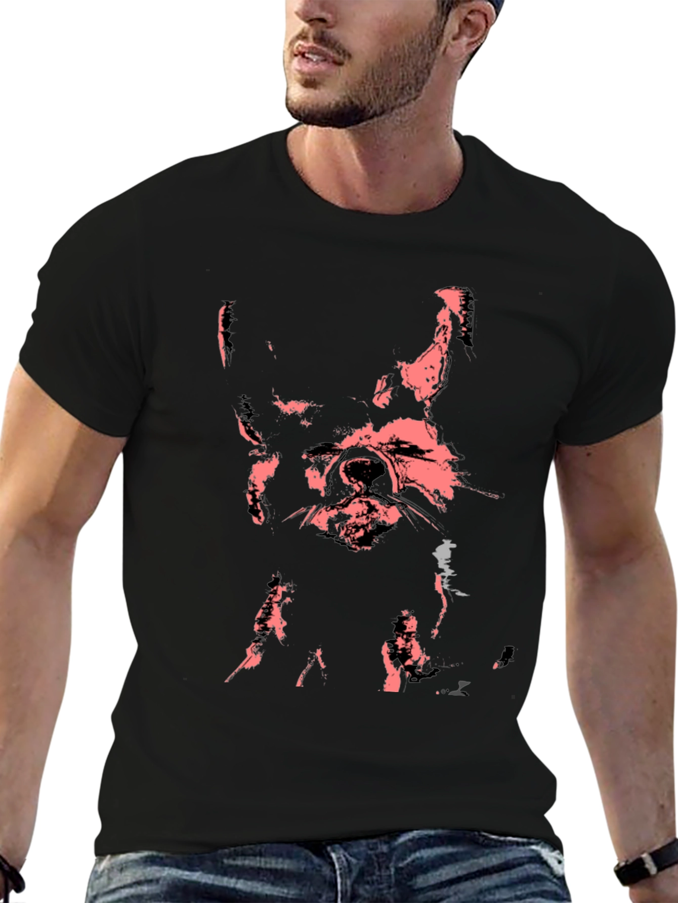 Abstract Dog Graphic Black T-Shirt