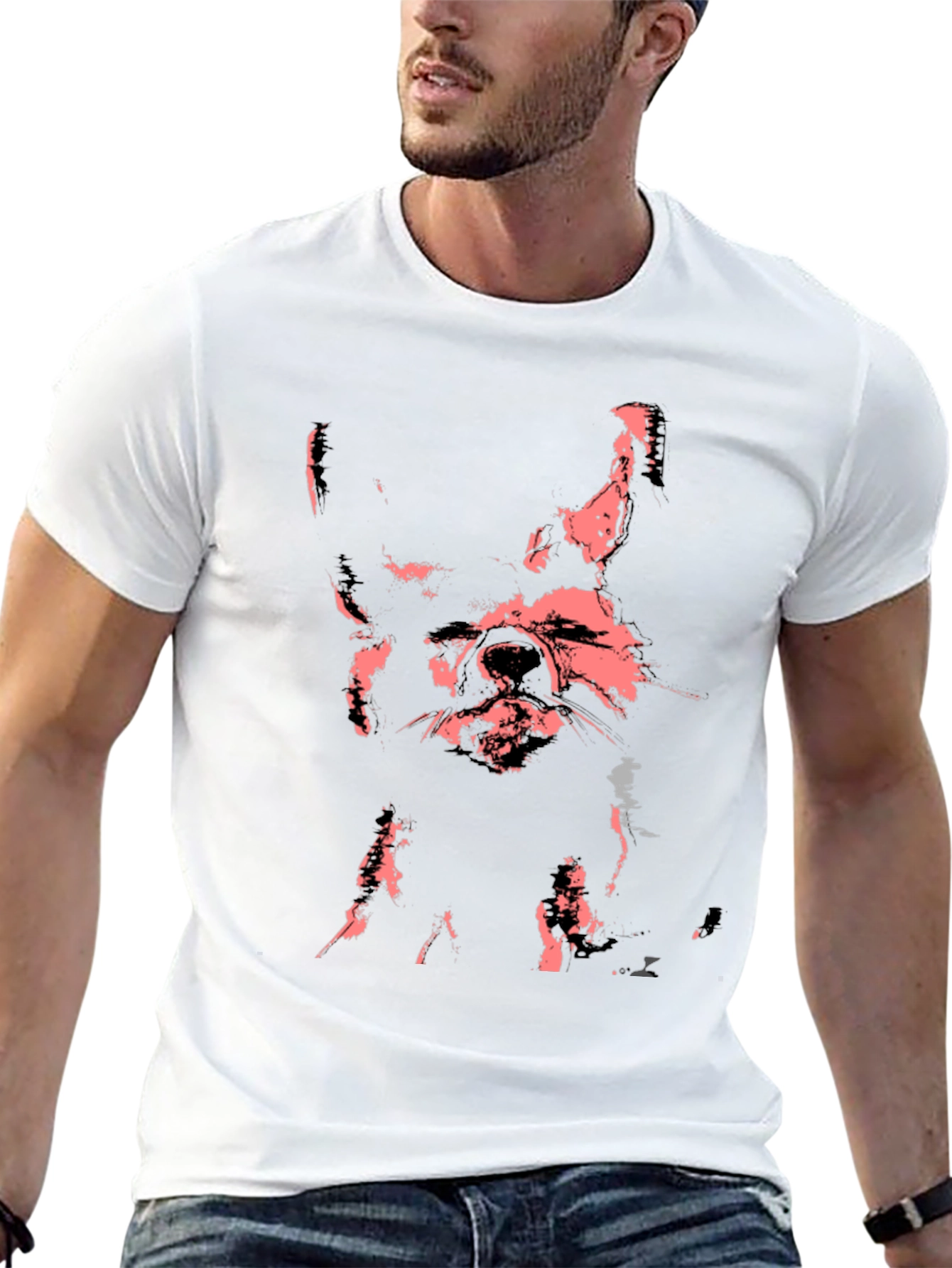 Abstract Dog Graphic Black T-Shirt