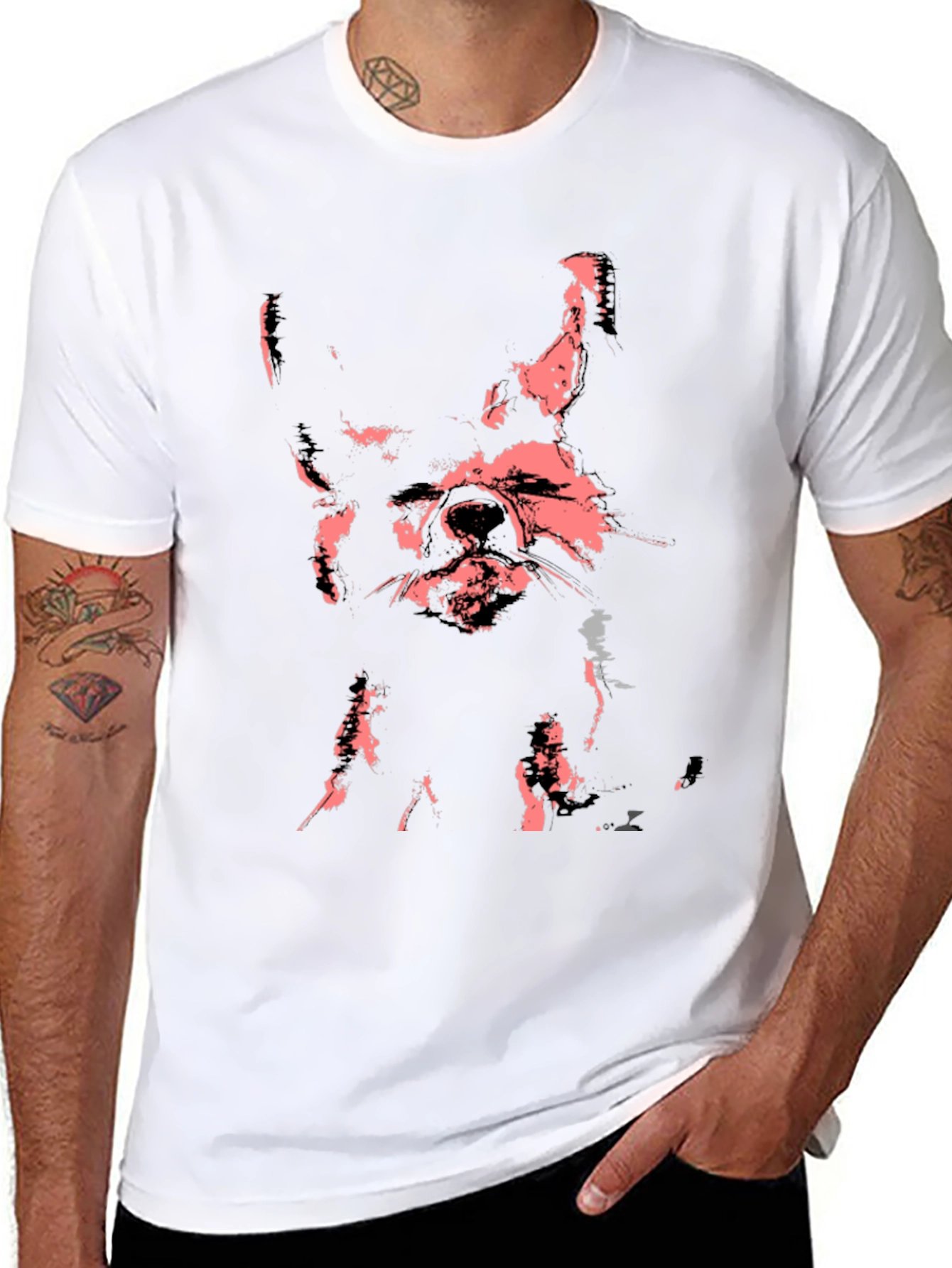 Abstract Dog Graphic Black T-Shirt