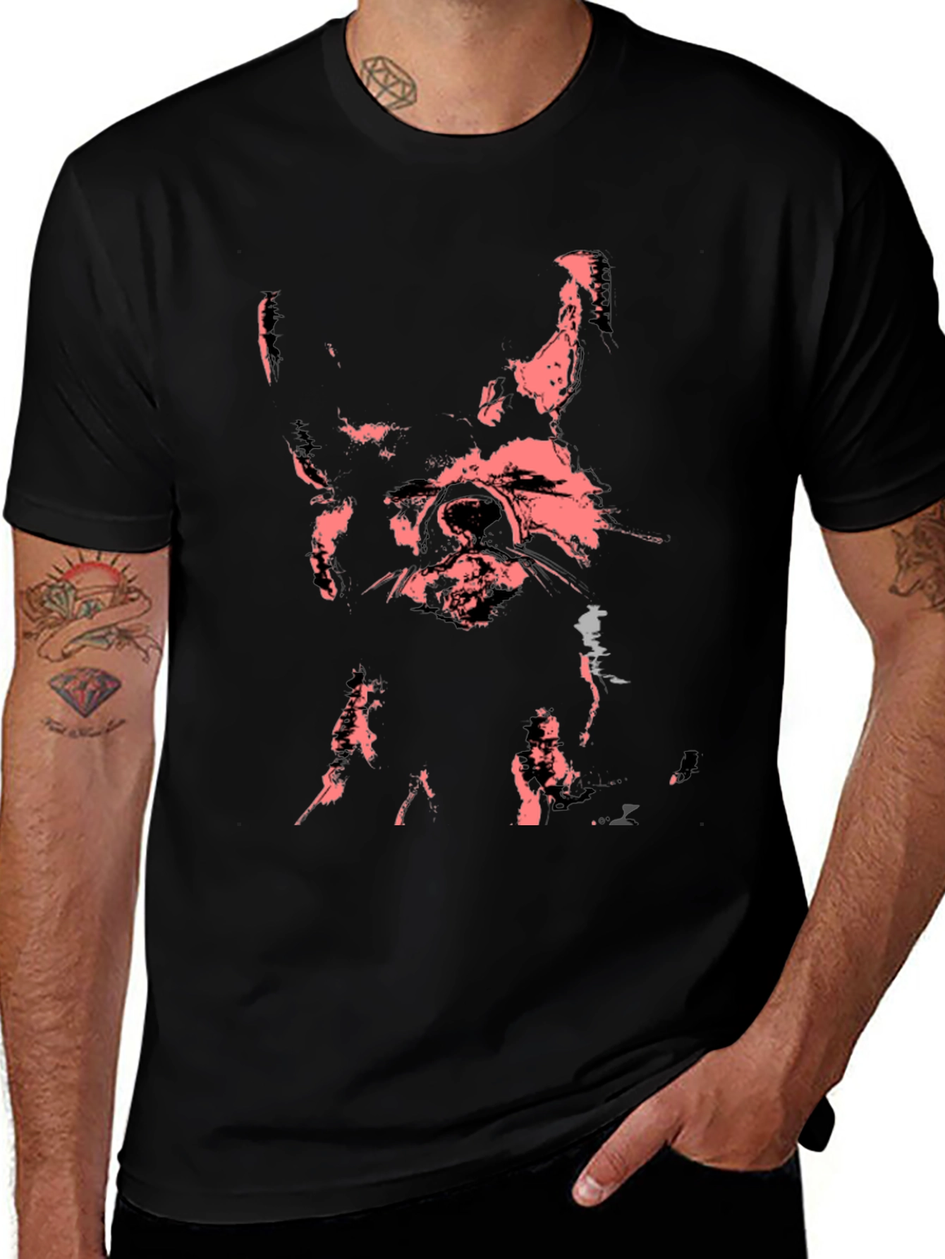 Abstract Dog Graphic Black T-Shirt