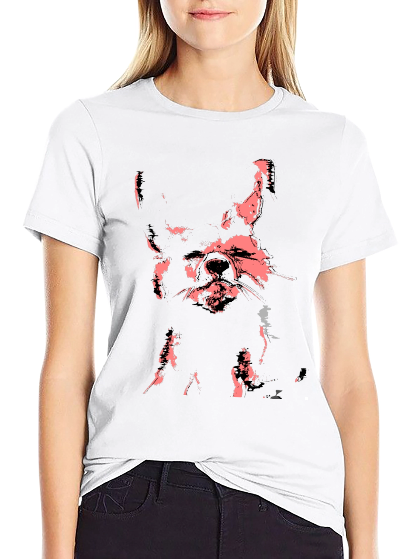 Abstract Dog Graphic Black T-Shirt