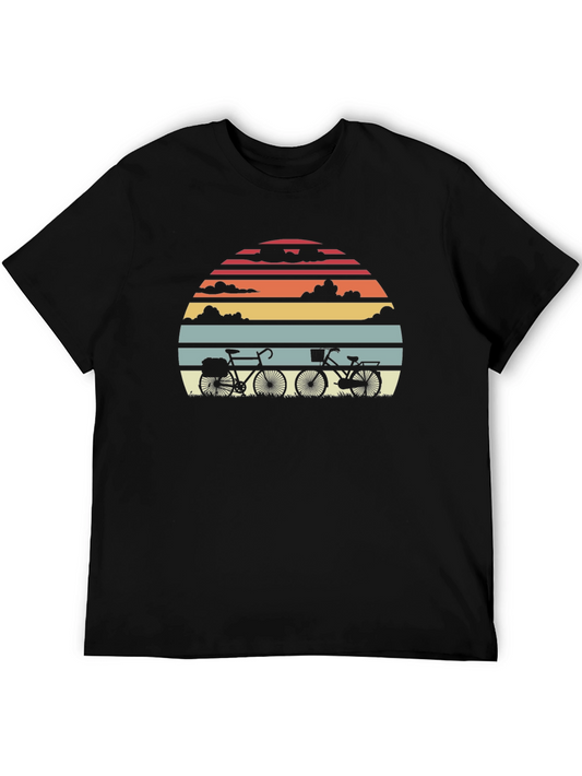 Retro Sunset Bicycle Graphic T-Shirt