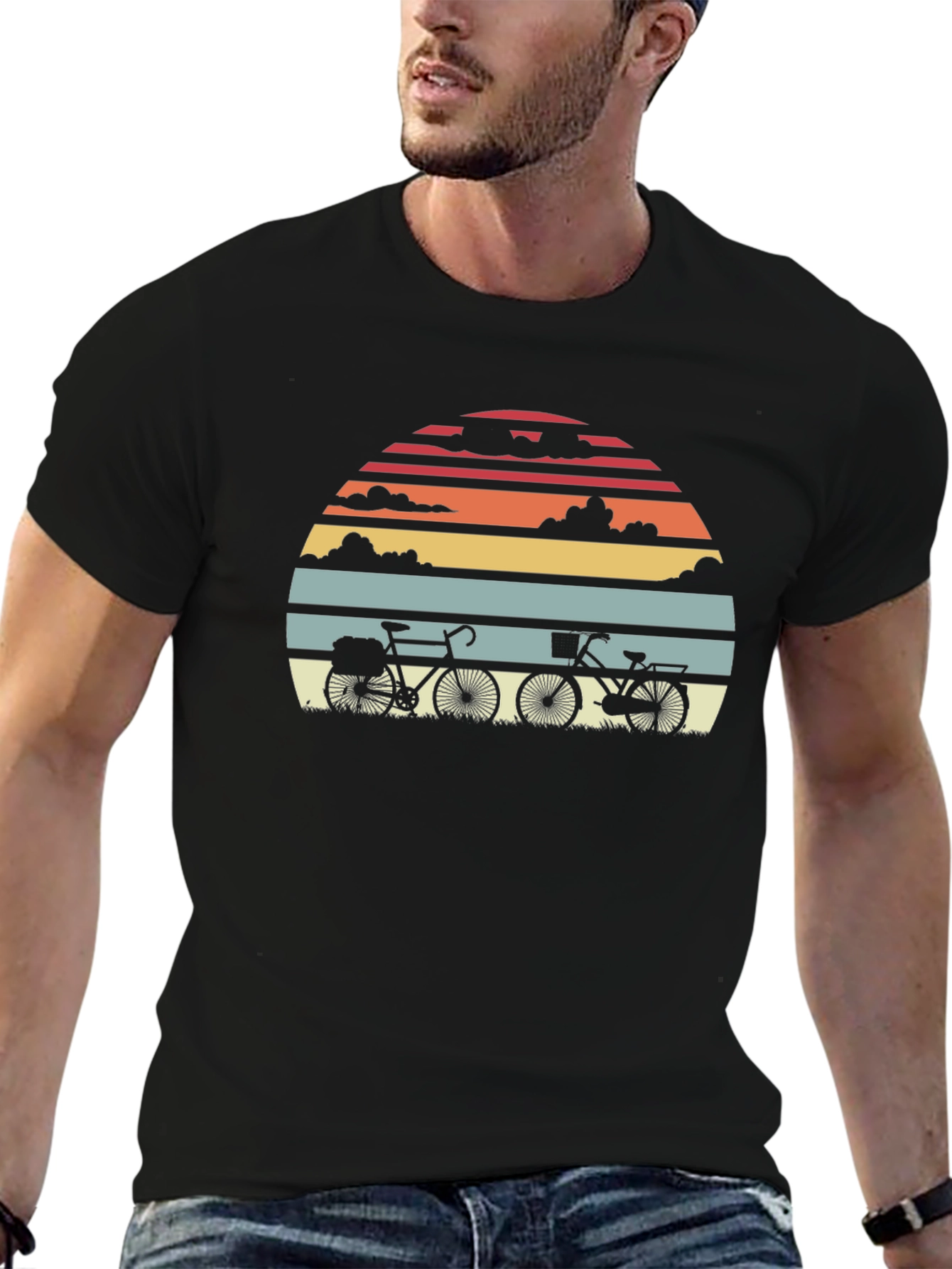 Retro Sunset Bicycle Graphic T-Shirt