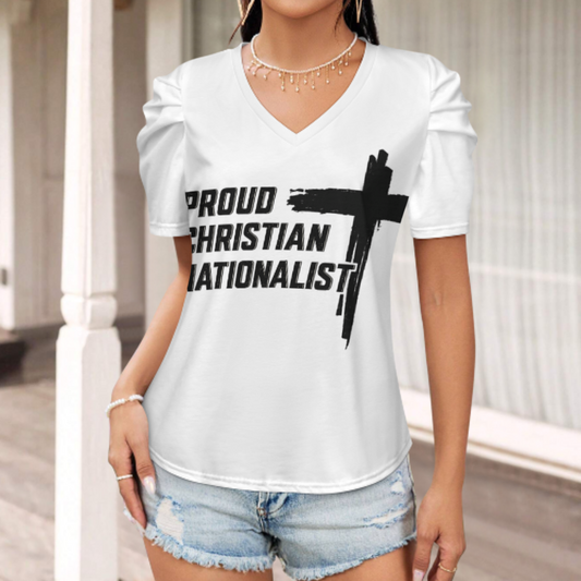 Faith Cross Graphic V-Neck Tee, Bold Christian Statement Shirt, Inspirational Religious Casual Top, Vintage Style Faith Apparel for Everyday Wear(z691)