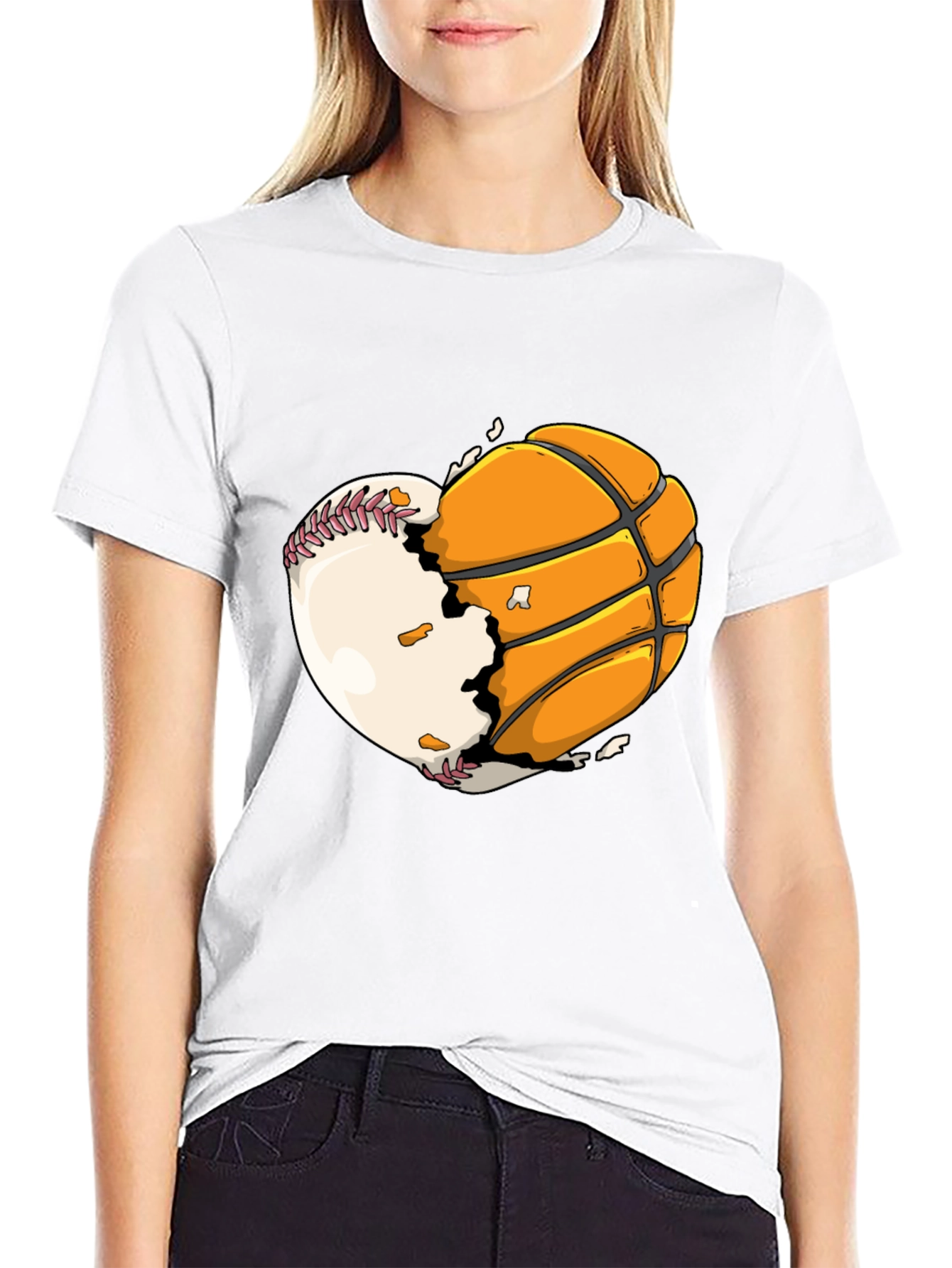 Baseball Basketball Heart Graphic Tee