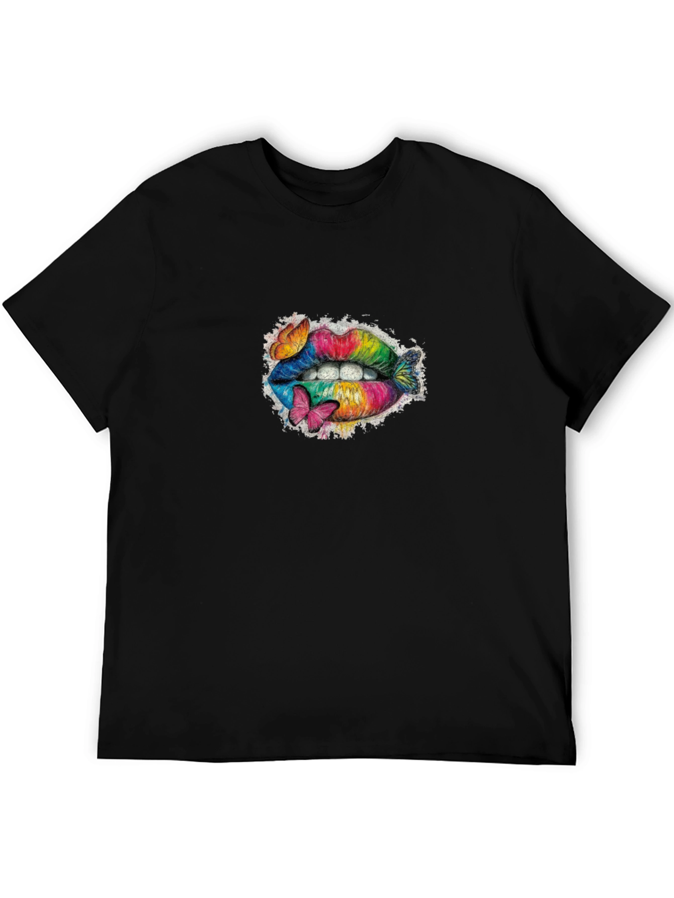 Rainbow Lips T-Shirt with Butterflies