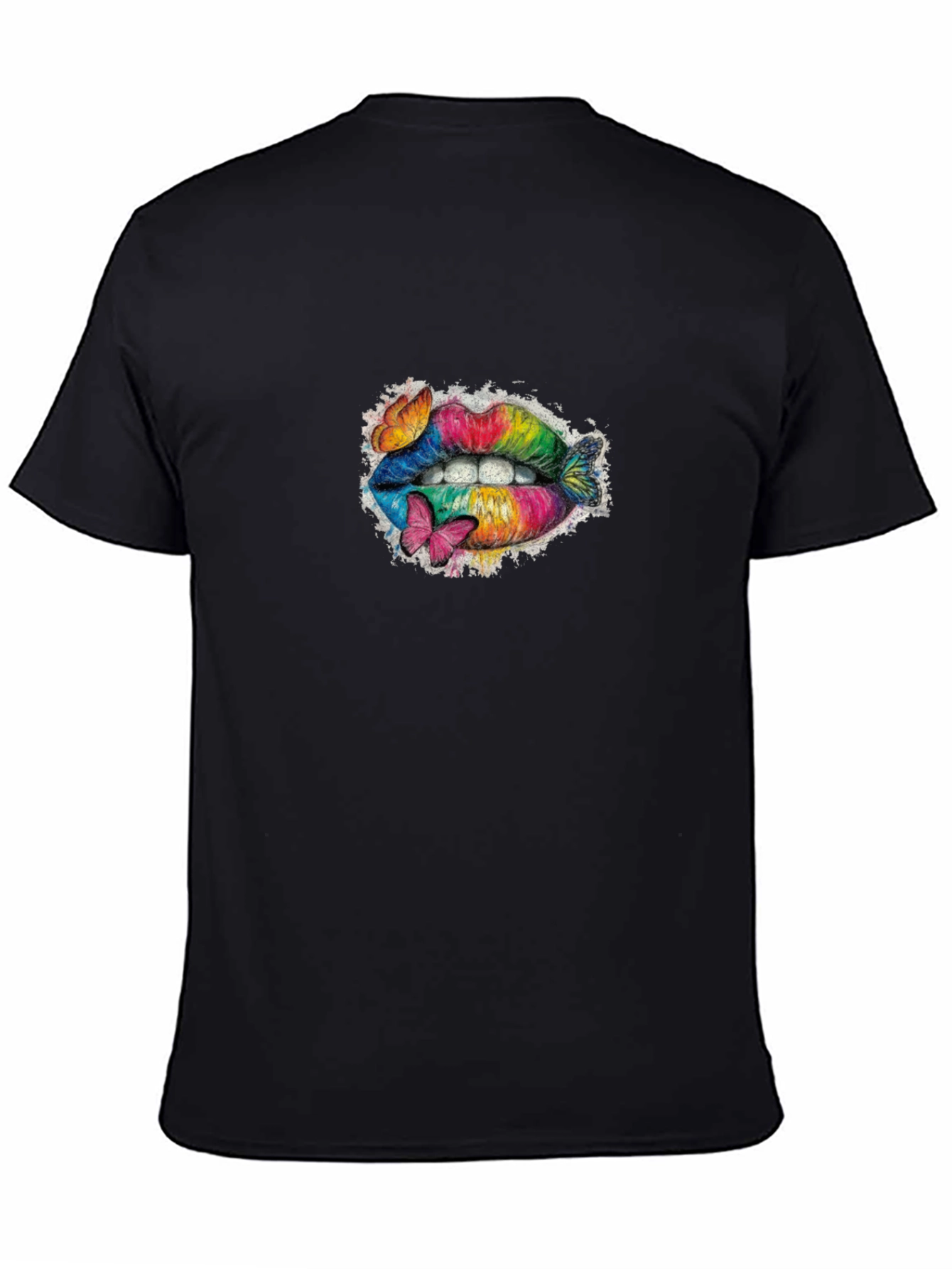 Rainbow Lips T-Shirt with Butterflies