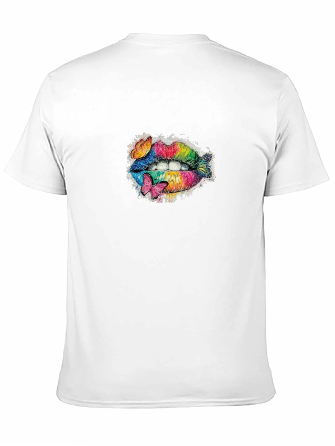 Rainbow Lips T-Shirt with Butterflies