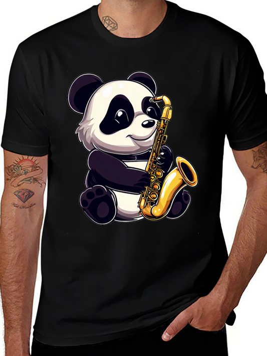 Panda Saxophone T-Shirt - Cool Graphic Tee