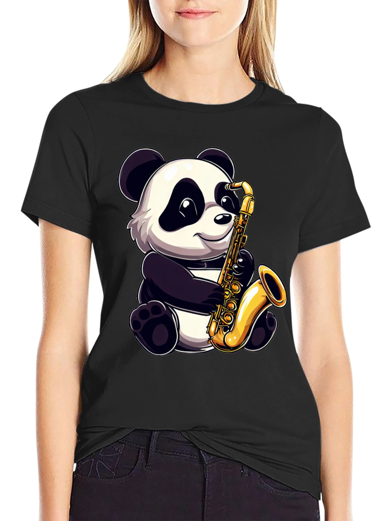 Panda Saxophone T-Shirt - Cool Graphic Tee