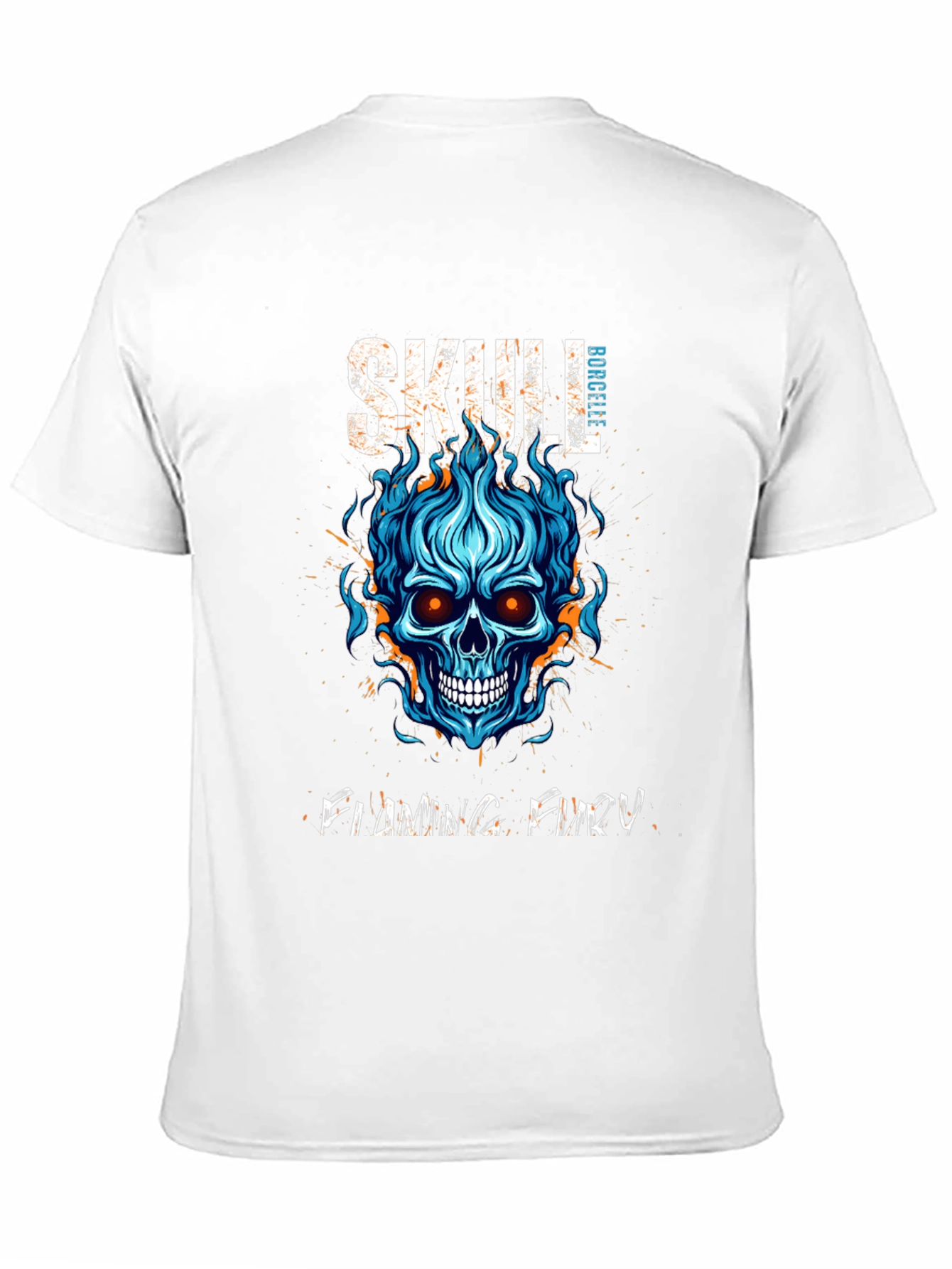 Skull Flaming Fury Graphic Print T-Shirt