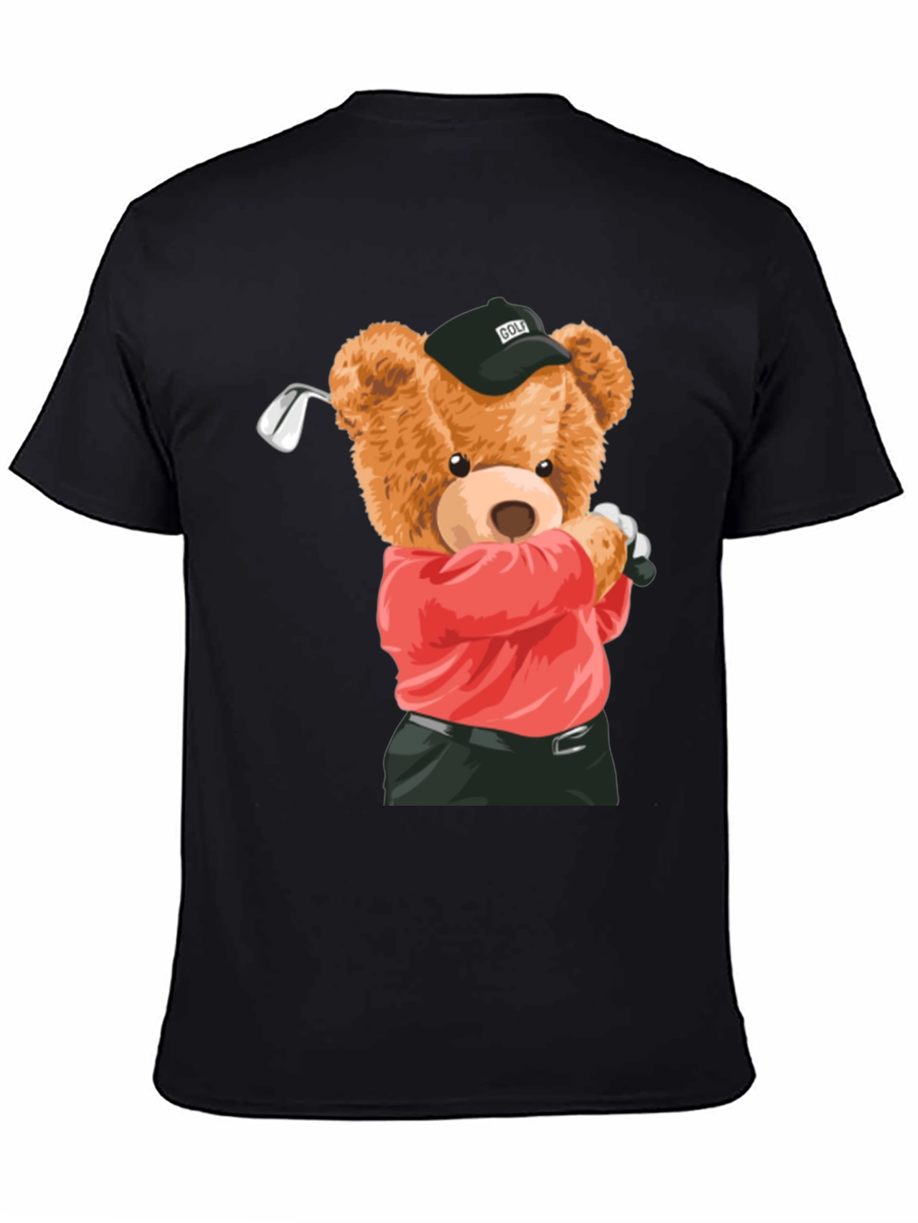 Golfing Bear Graphic Tee - Black