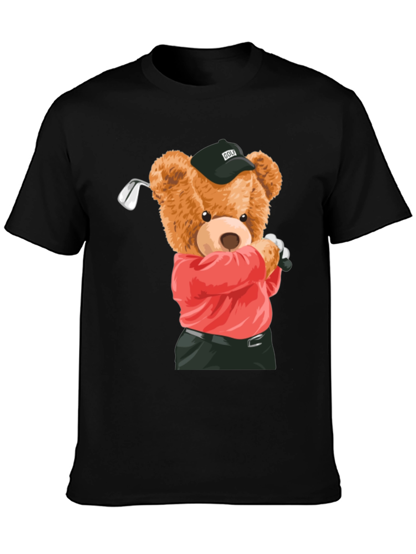 Golfing Bear Graphic Tee - Black