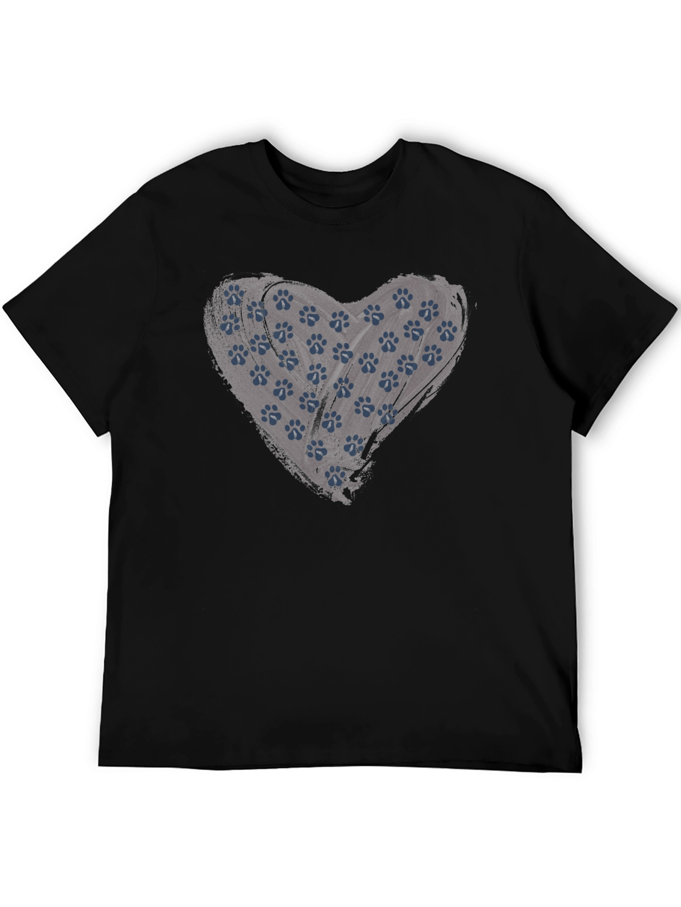 Paw Print Heart Tee - Black Graphic T-Shirt