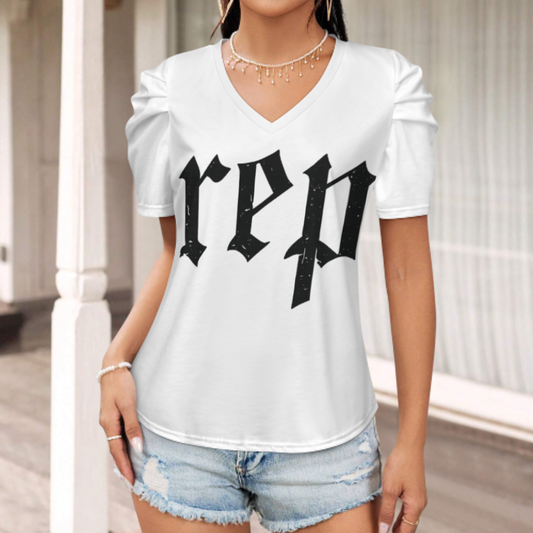 Vintage Gothic REP Letter Shirt, Old English Streetwear Graphic Tee, Minimal Black Letter Aesthetic Top, Urban Y2K Fashion Apparel, Retro Typographic Shirt(z699)