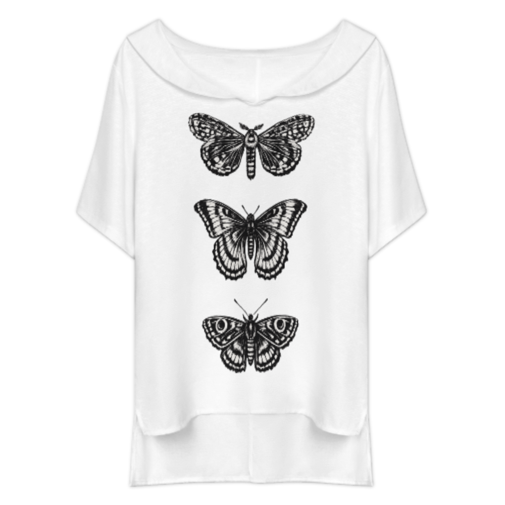 Vintage Butterfly Graphic Tee, Gothic Nature Art Shirt, Minimalist Moth Illustration Top, Aesthetic Monochrome Graphic T-Shirt(z725)