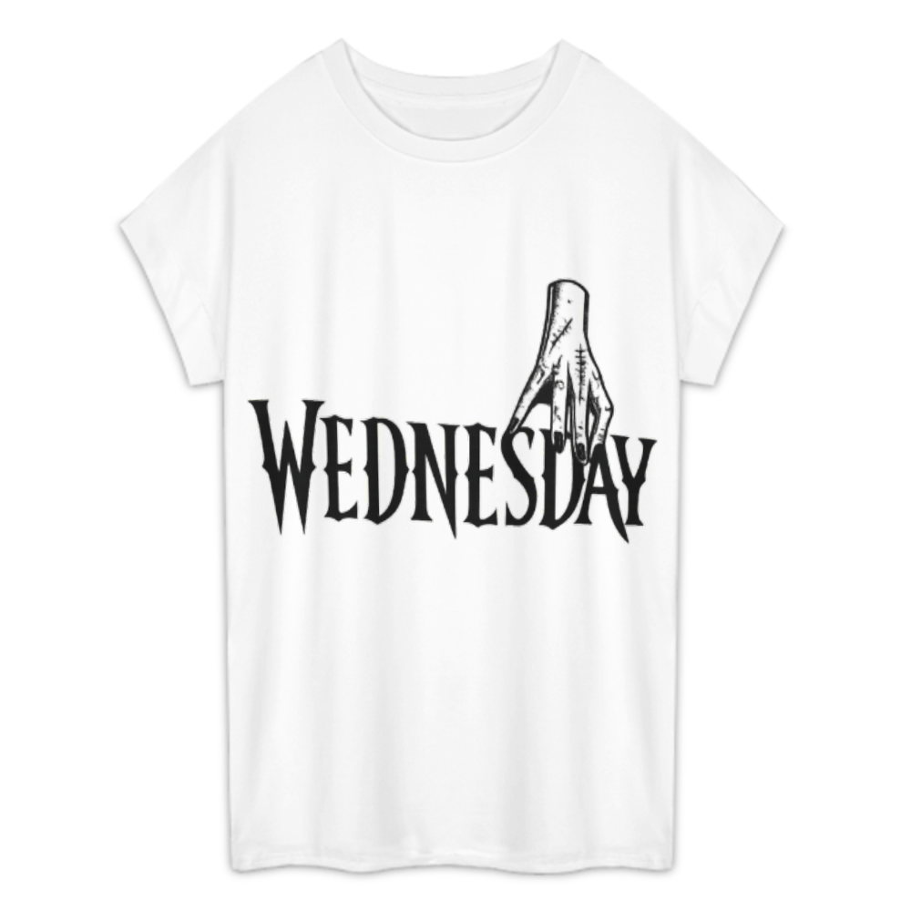 Dark Gothic Wednesday Inspired Tee, Creepy Hand Horror Graphic Shirt, Alternative Aesthetic Typography T-Shirt, Spooky Monochrome Graphic Top(z737)