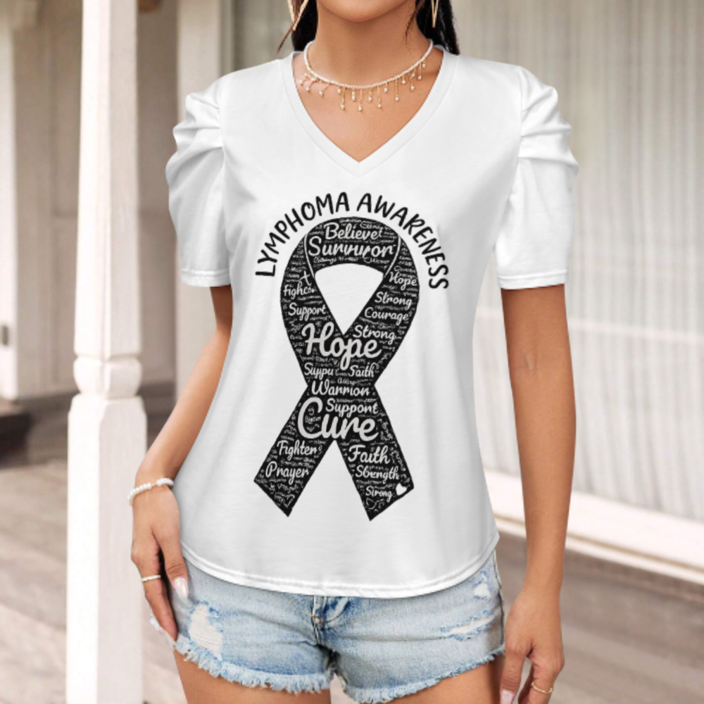 Lymphoma Awareness Hope Ribbon Shirt, Inspirational Cancer Support Tee, Survivor Strength Graphic Top, Awareness Month Gift, Faith Courage Motivation Apparel(z697)