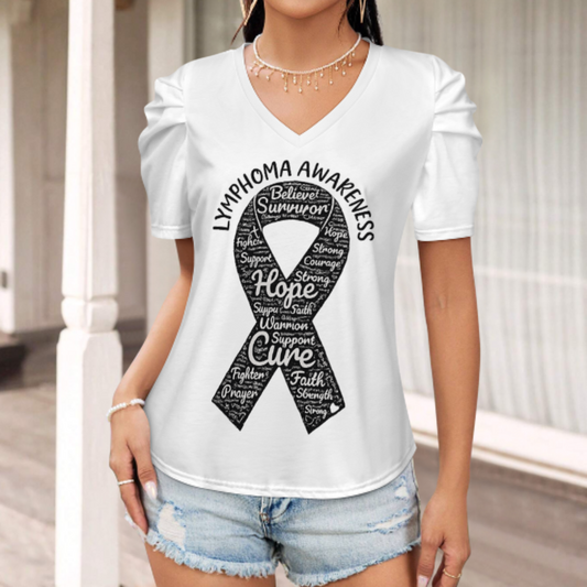 Lymphoma Awareness Hope Ribbon Shirt, Inspirational Cancer Support Tee, Survivor Strength Graphic Top, Awareness Month Gift, Faith Courage Motivation Apparel(z697)