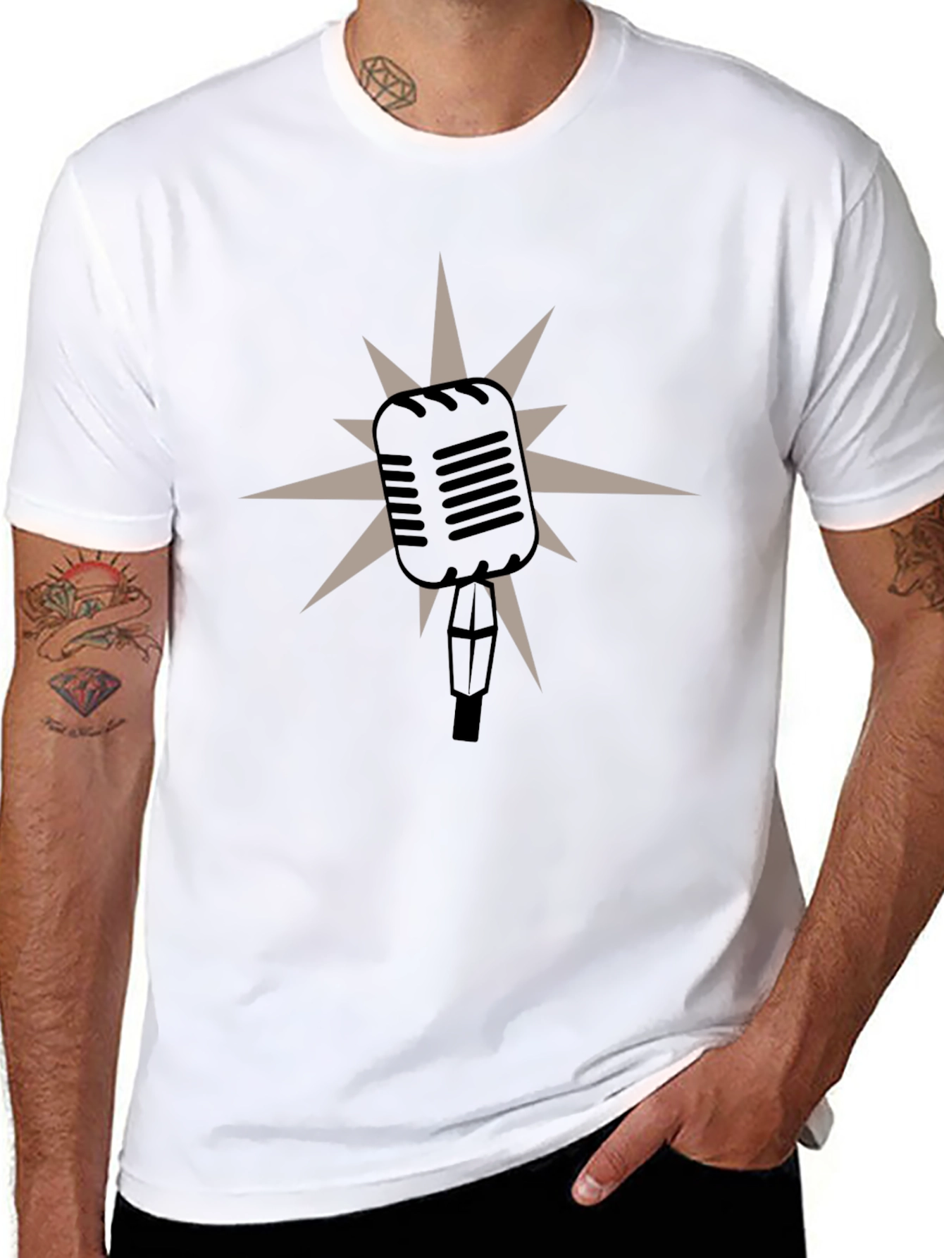 Retro Microphone Graphic Tee - Classic Style