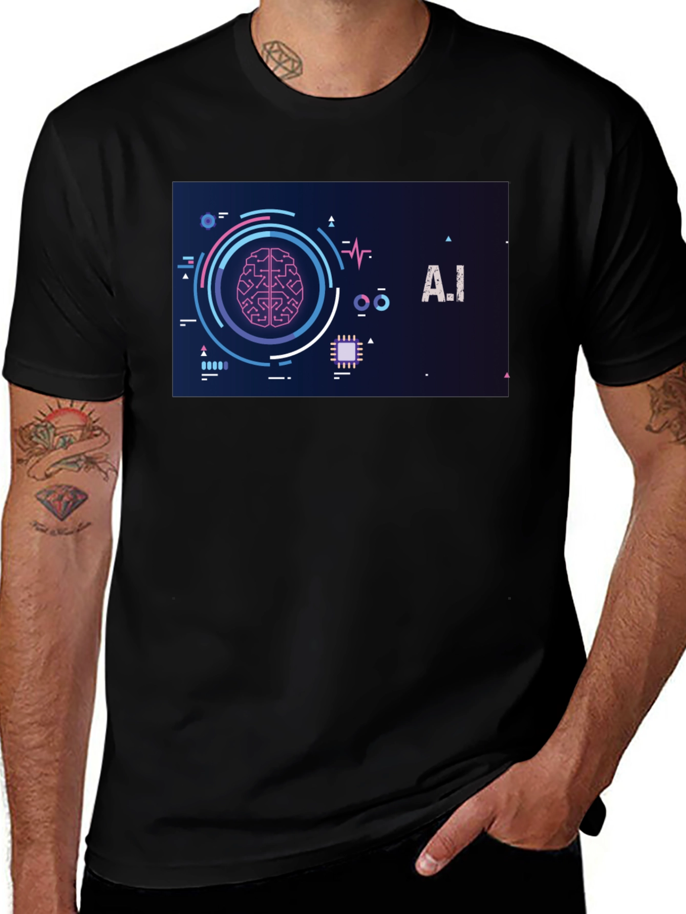 AI Brain Graphic Tee - Modern Tech Style
