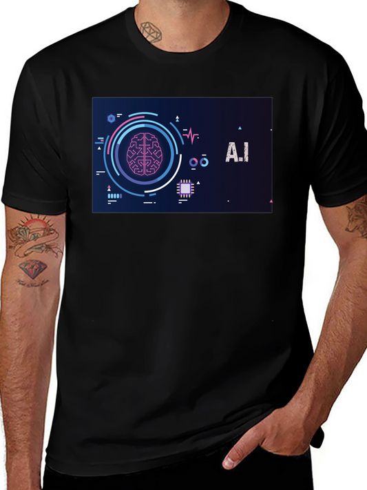 AI Brain Graphic Tee - Modern Tech Style