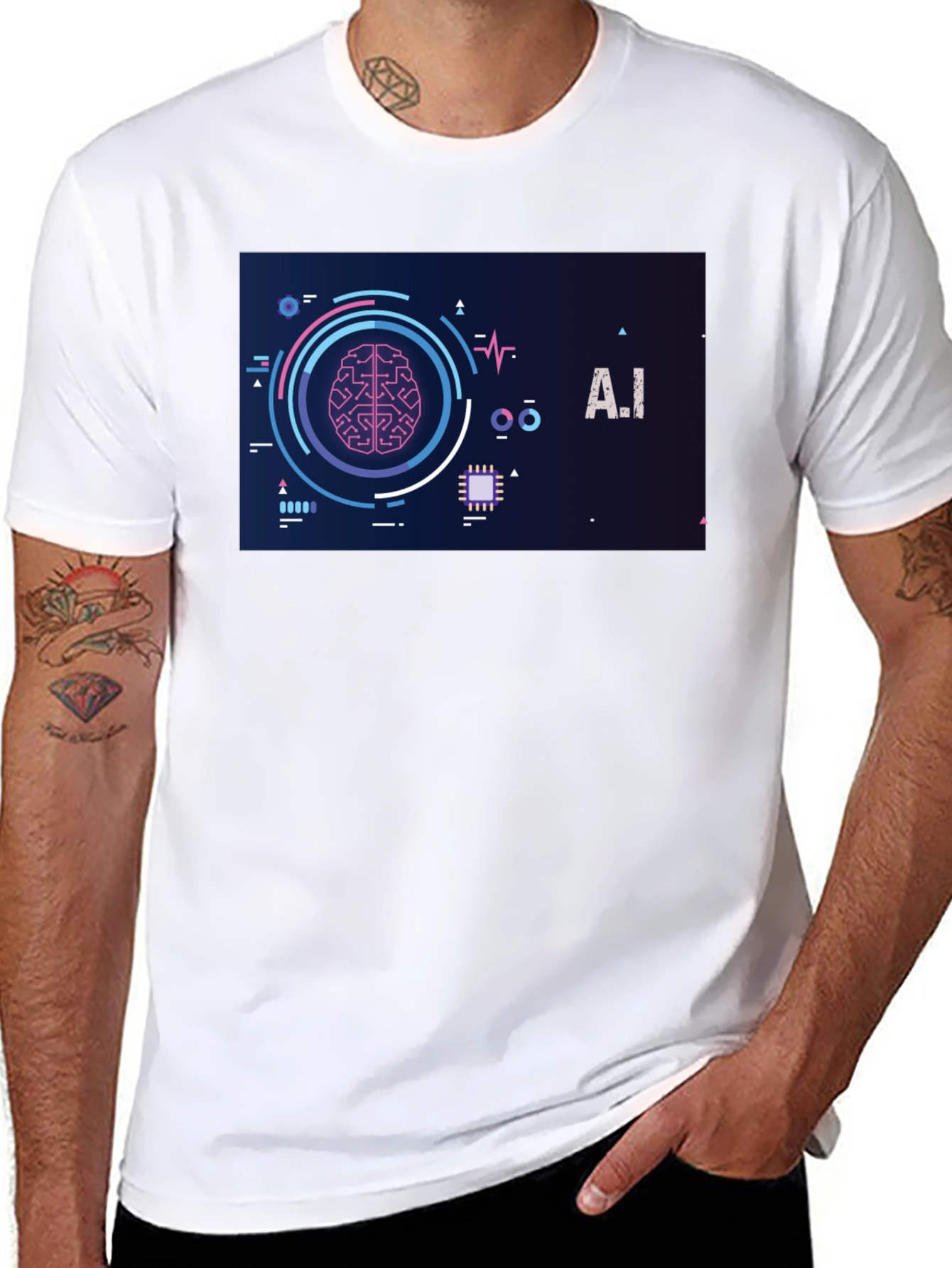 AI Brain Graphic Tee - Modern Tech Style