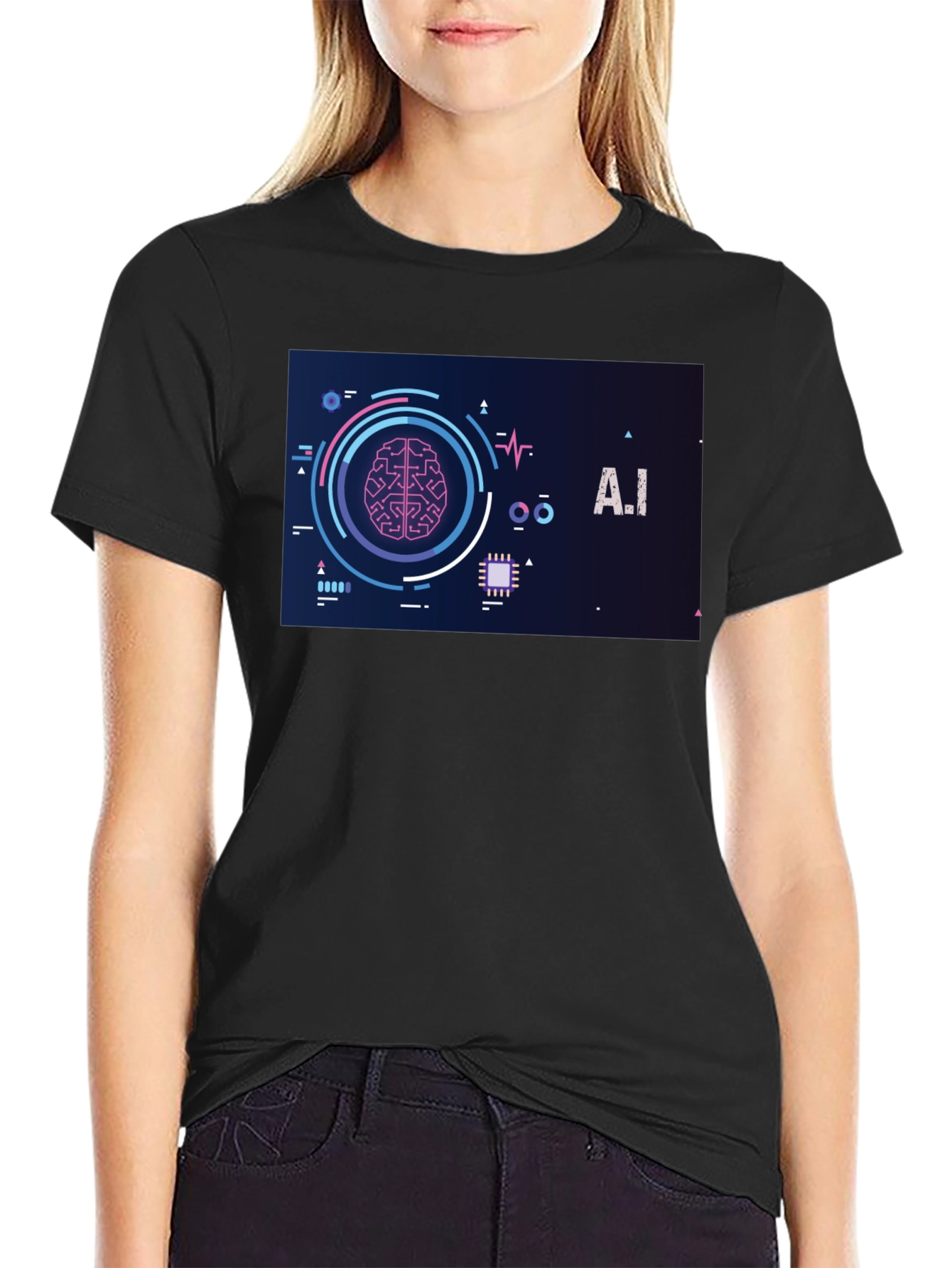AI Brain Graphic Tee - Modern Tech Style