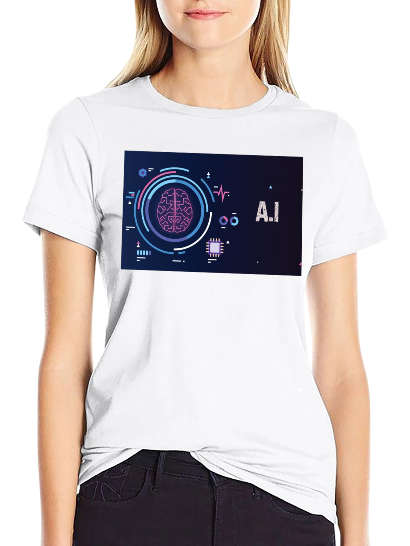 AI Brain Graphic Tee - Modern Tech Style
