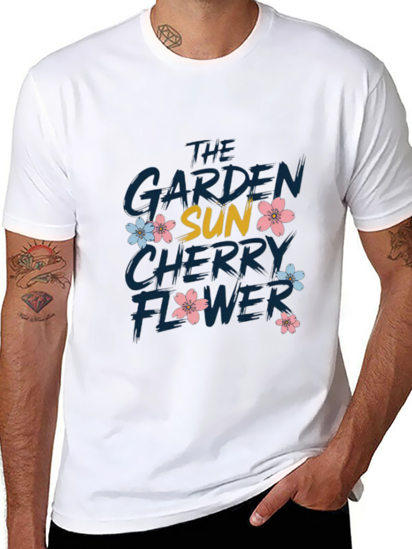 Garden Sun Cherry Flower Graphic T-Shirt