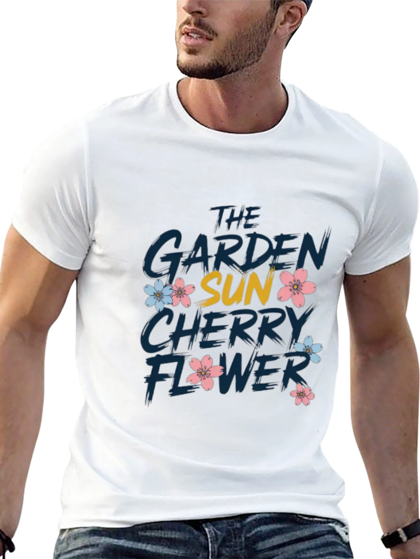 Garden Sun Cherry Flower Graphic T-Shirt