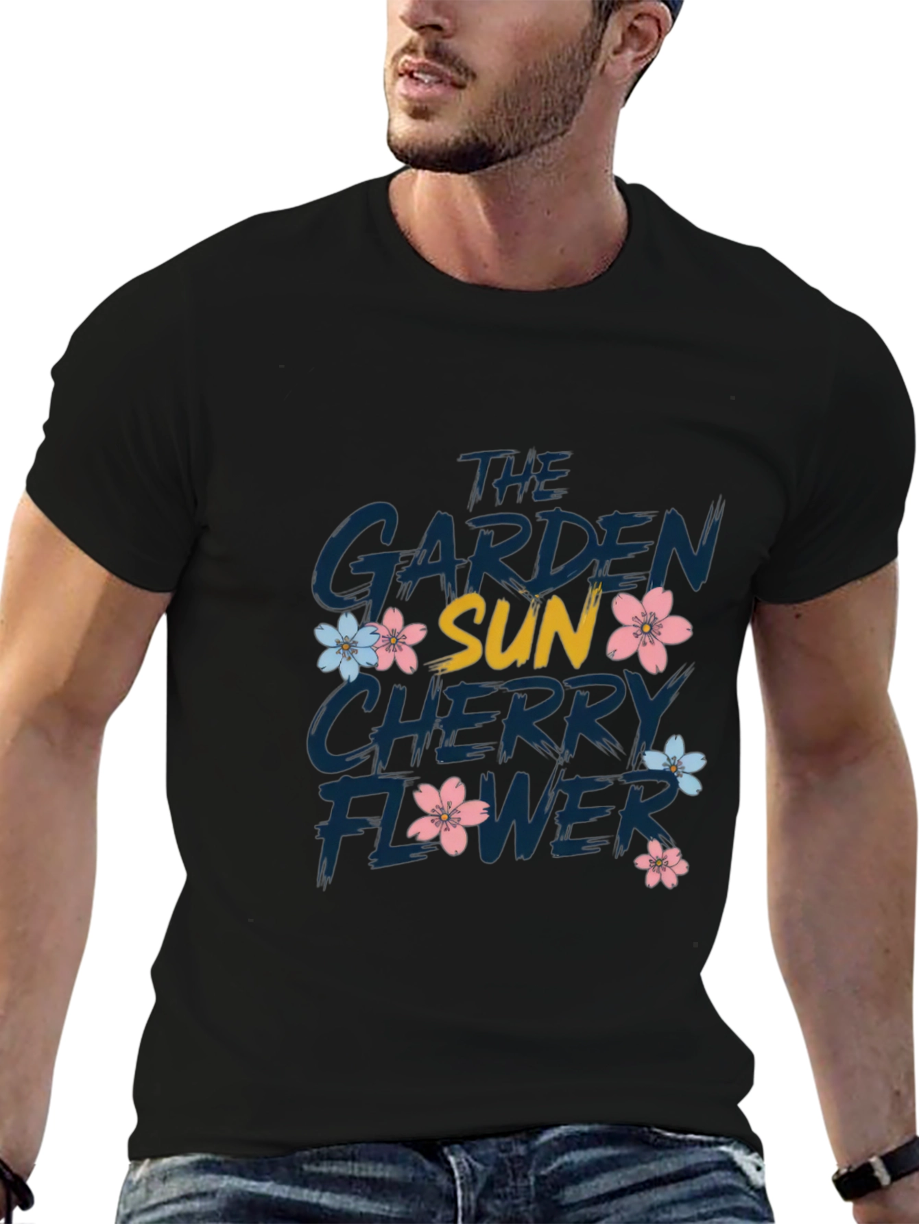 Garden Sun Cherry Flower Graphic T-Shirt