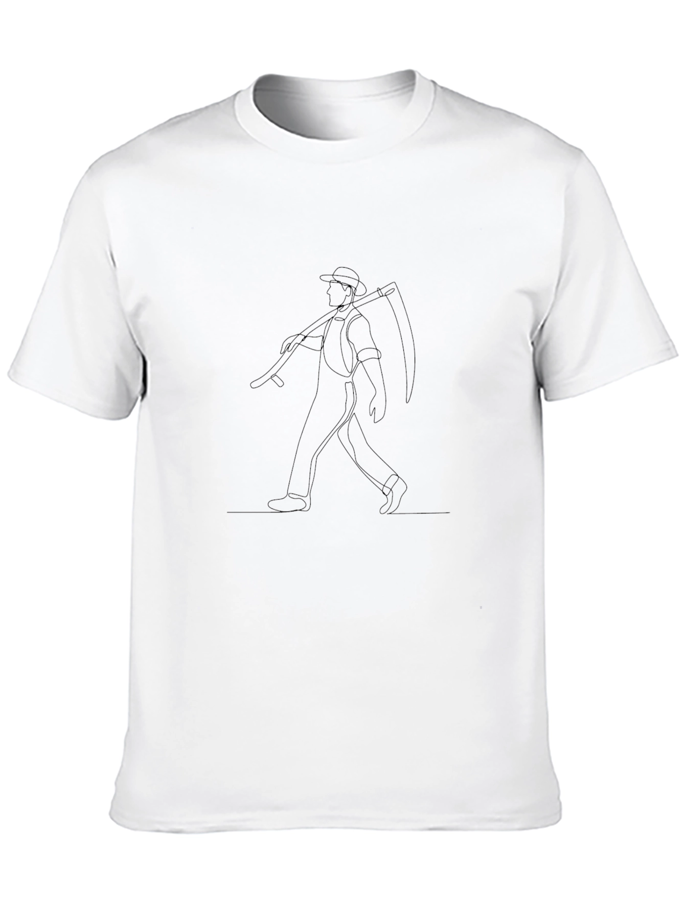 Grim Reaper Line Art Black T-Shirt
