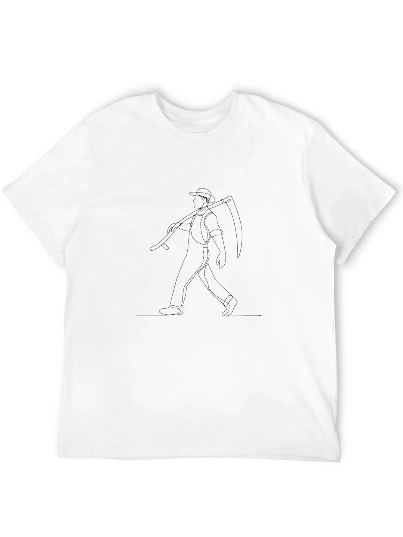 Grim Reaper Line Art Black T-Shirt