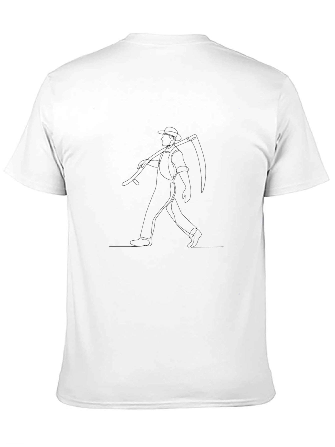 Grim Reaper Line Art Black T-Shirt