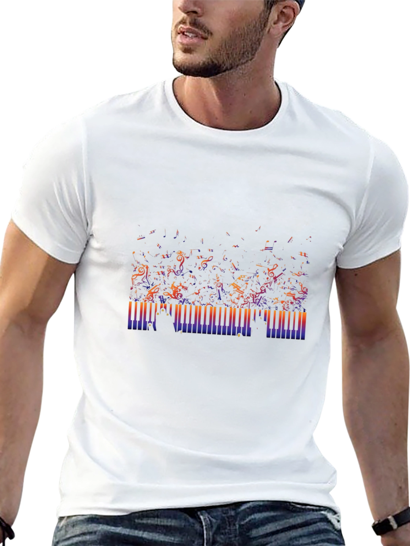 Musical Notes & Piano Keys Graphic Tee