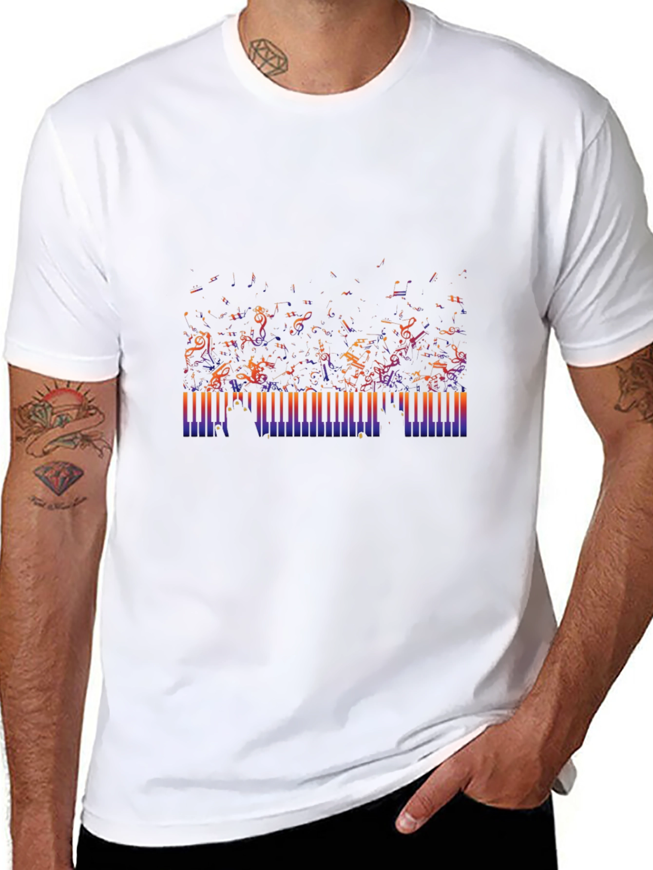 Musical Notes & Piano Keys Graphic Tee
