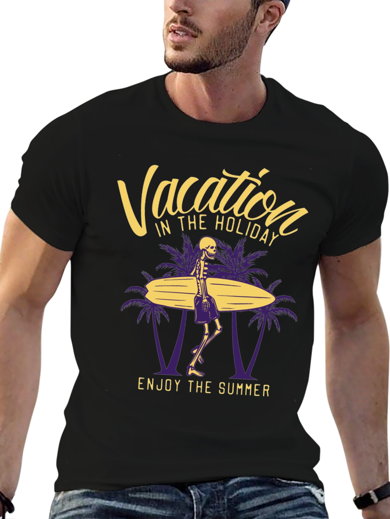Vacation Skeleton Graphic T-Shirt